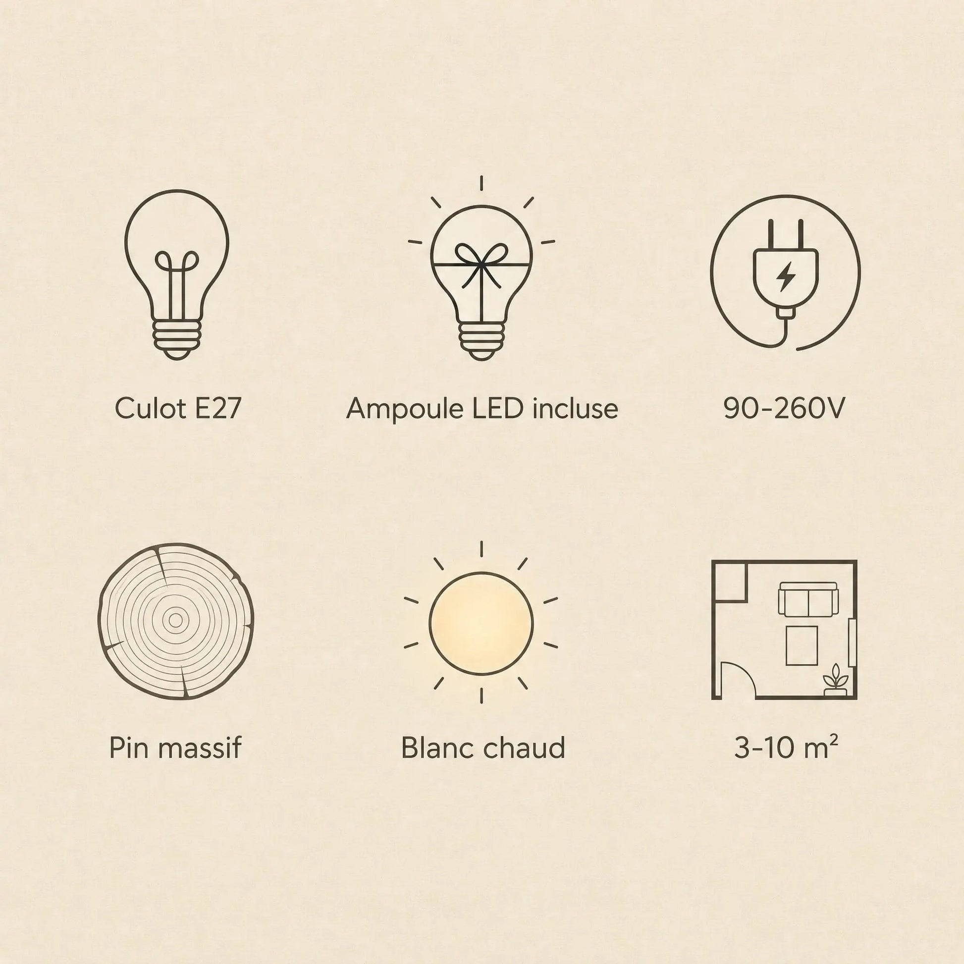 Norla Japanese pendant light features: E27 fitting, LED bulb included, solid pine, warm white light | Wickleigh