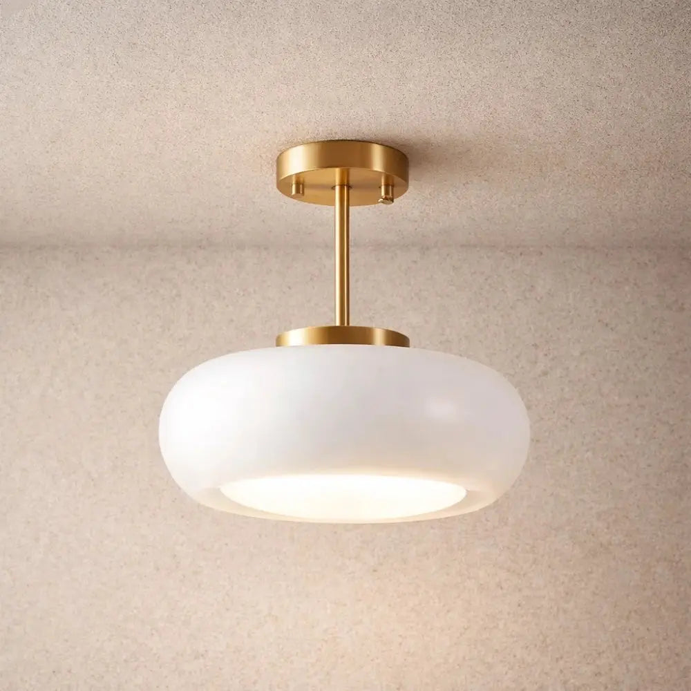 Rinna Nordic globe ceiling light, gold frame, packshot | Wickleigh