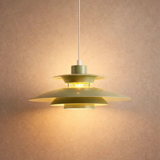 Vesin Danish style pendant light, stacked metal discs | Wickleigh
