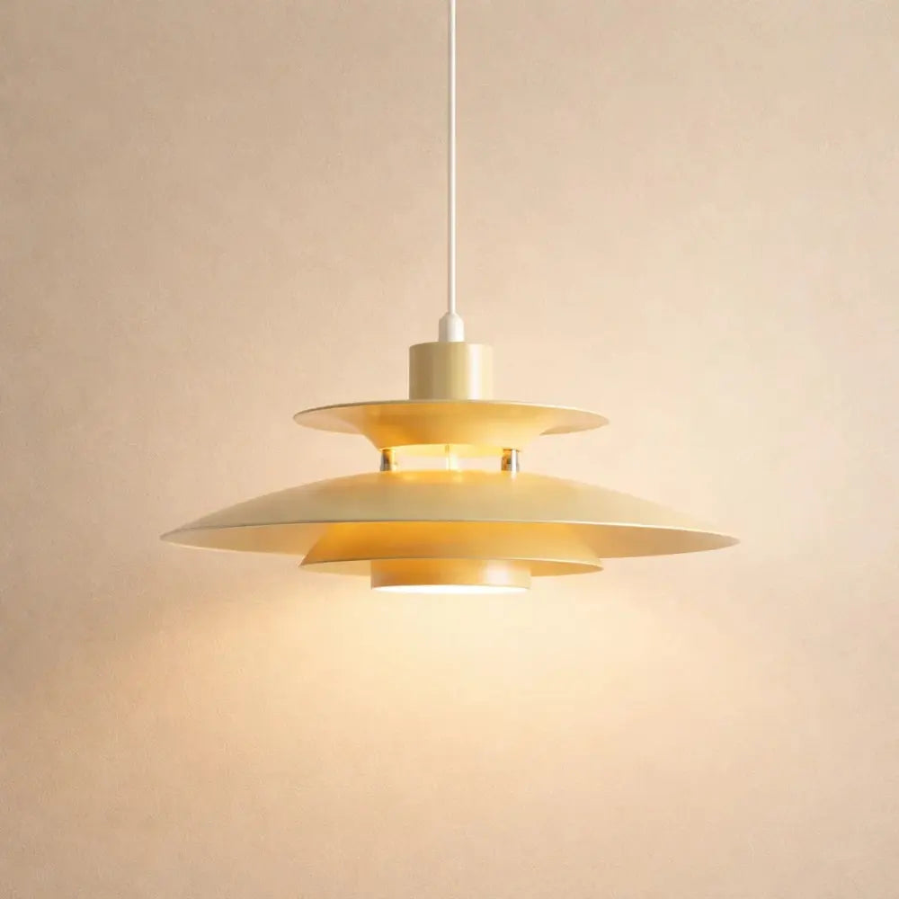 Vesin Danish style pendant light, stacked metal discs | Wickleigh