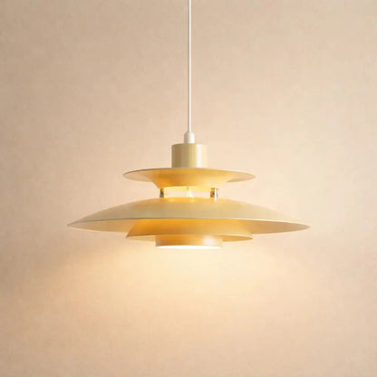 Vesin Danish style pendant light, stacked metal discs | Wickleigh