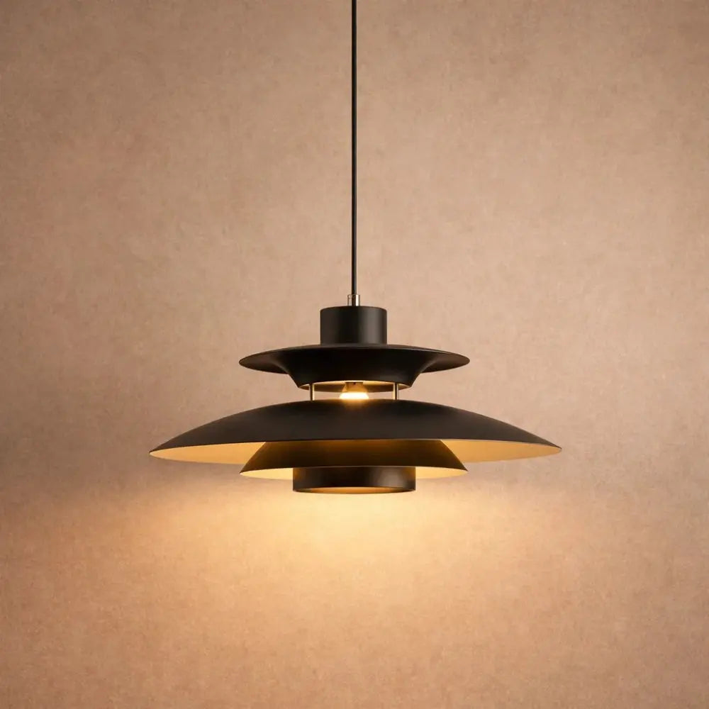 Vesin Danish style pendant light, stacked metal discs | Wickleigh