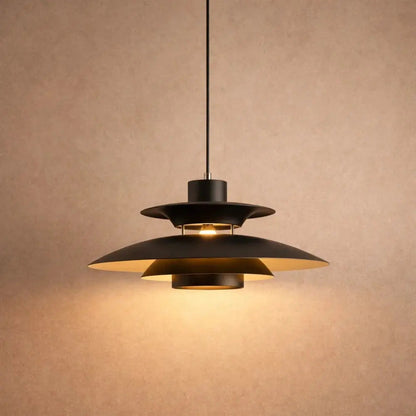 Vesin Danish style pendant light, stacked metal discs | Wickleigh