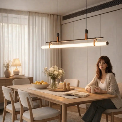 Orera linear pendant light, slim suspended bar | Wickleigh