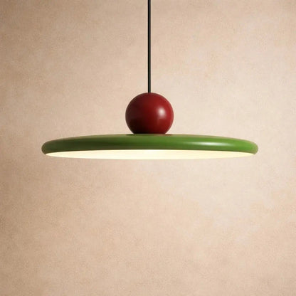 Yvren pendant light, lacquered disc and orb, packshot | Wickleigh