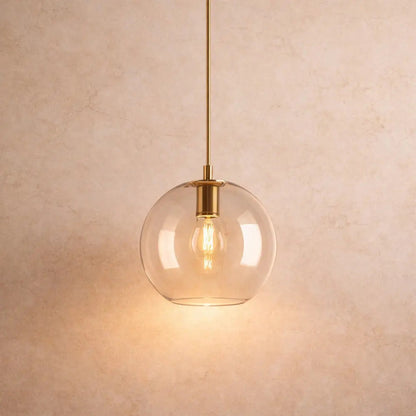 Tamna amber glass pendant light, soft halo dome, packshot | Wickleigh