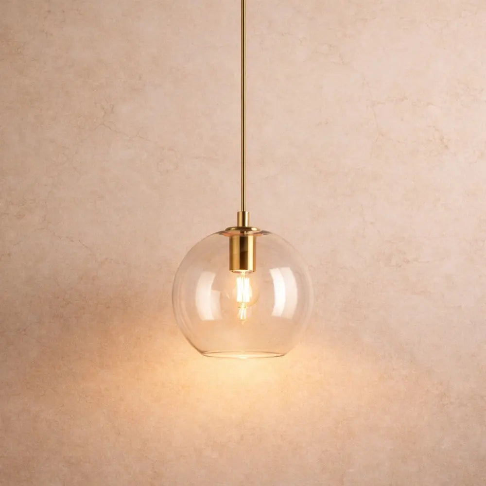 Tamna amber glass pendant light, soft halo dome, packshot | Wickleigh
