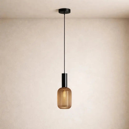 Tinna coloured glass pendant light, retro wave shade, packshot | Wickleigh