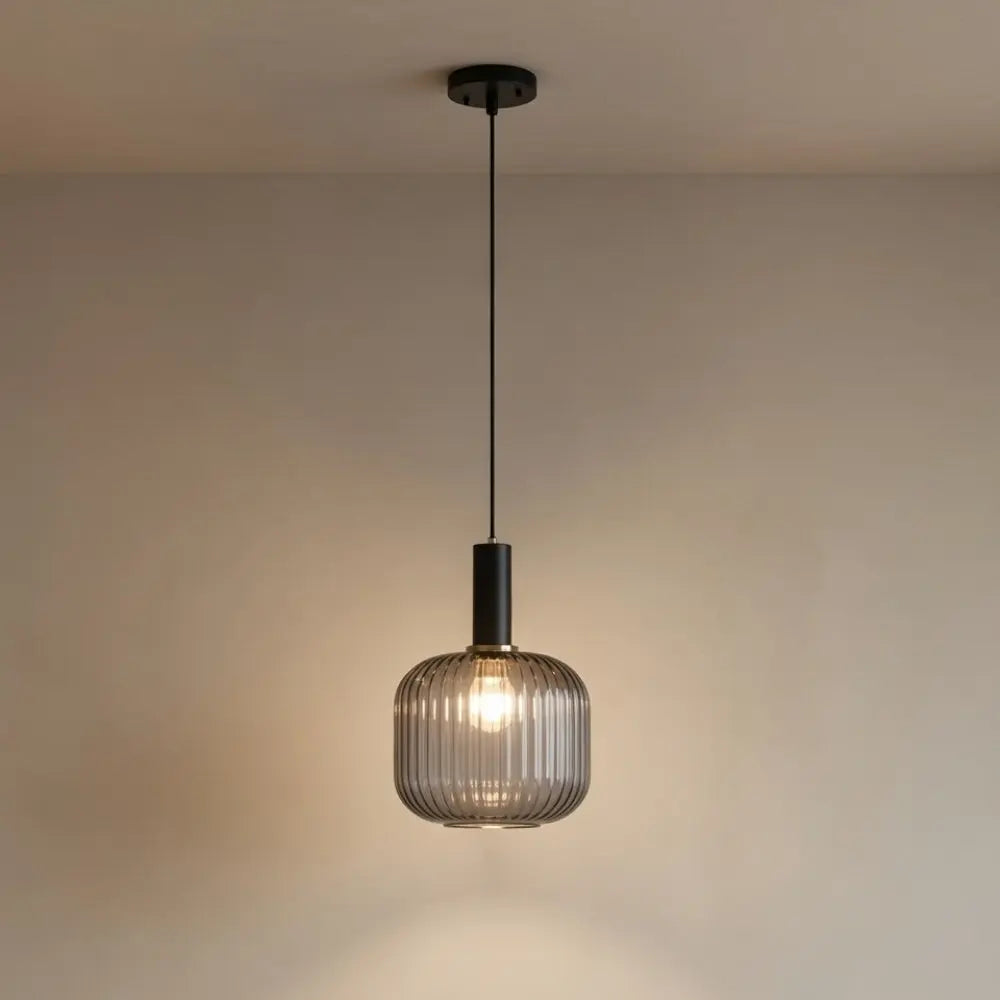 Tinna coloured glass pendant light, retro wave shade, packshot | Wickleigh