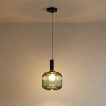 Tinna coloured glass pendant light, retro wave shade, packshot | Wickleigh