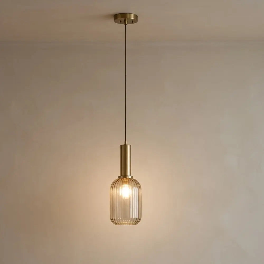 Tinna coloured glass pendant light, retro wave shade, packshot | Wickleigh