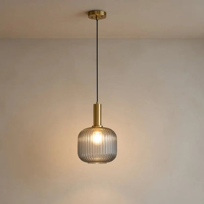 Tinna coloured glass pendant light, retro wave shade, packshot | Wickleigh