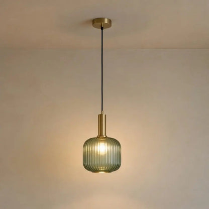 Tinna coloured glass pendant light, retro wave shade, packshot | Wickleigh