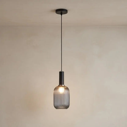 Tinna coloured glass pendant light, retro wave shade, packshot | Wickleigh