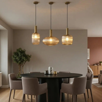 Tinna coloured glass pendant light, retro wave shade, packshot | Wickleigh