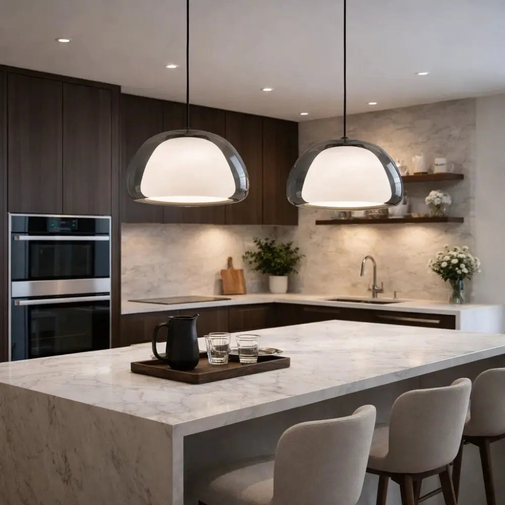 Asera frosted glass pendant light, soft dome, packshot | Wickleigh