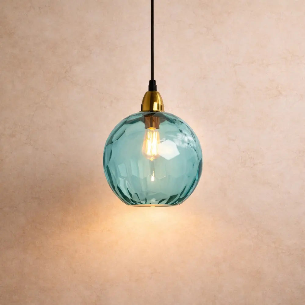 Nybin coloured glass pendant light, cascading spheres, packshot | Wickleigh