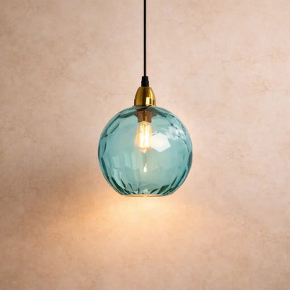 Nybin coloured glass pendant light, cascading spheres, packshot | Wickleigh