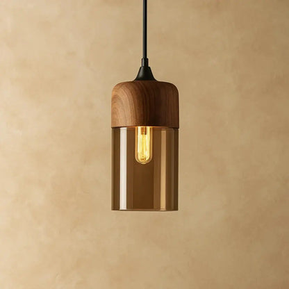 Vigna wood-effect glass pendant light, Aureo style | Wickleigh