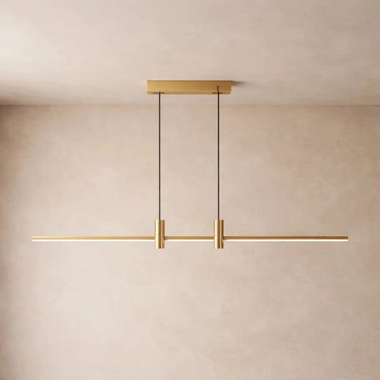 Thoin dining pendant light, slim metal and glass bar, packshot | Wickleigh
