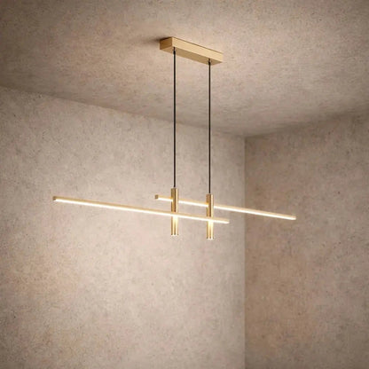 Thoin dining pendant light, slim metal and glass bar, packshot | Wickleigh
