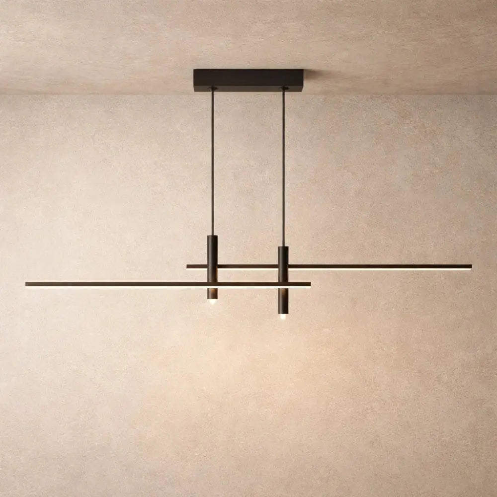 Thoin dining pendant light, slim metal and glass bar, packshot | Wickleigh