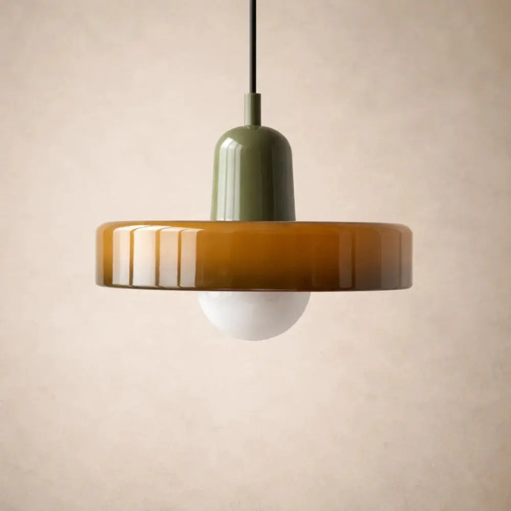 Arova pendant light, opal glass globe on fluted disc | Wickleigh