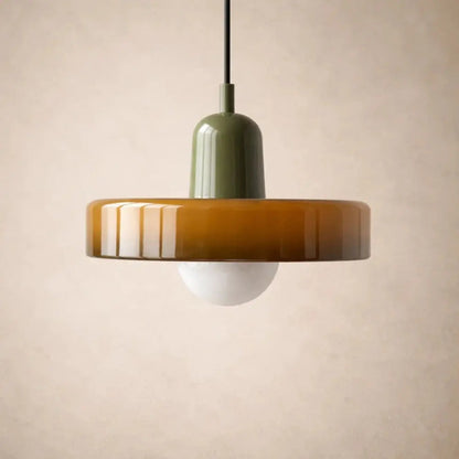 Arova pendant light, opal glass globe on fluted disc | Wickleigh