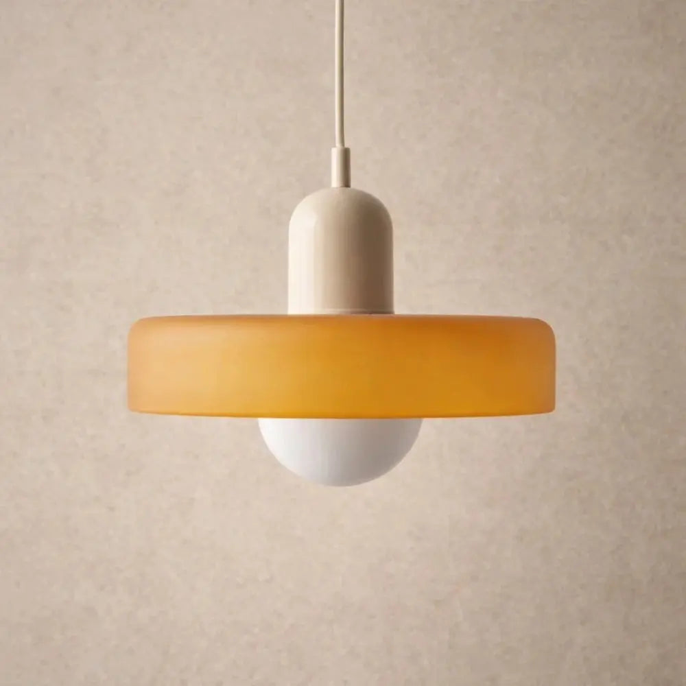Arova pendant light, opal glass globe on fluted disc | Wickleigh
