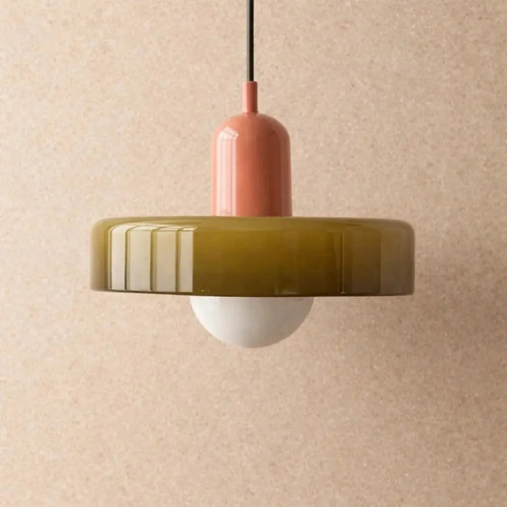 Arova pendant light, opal glass globe on fluted disc | Wickleigh