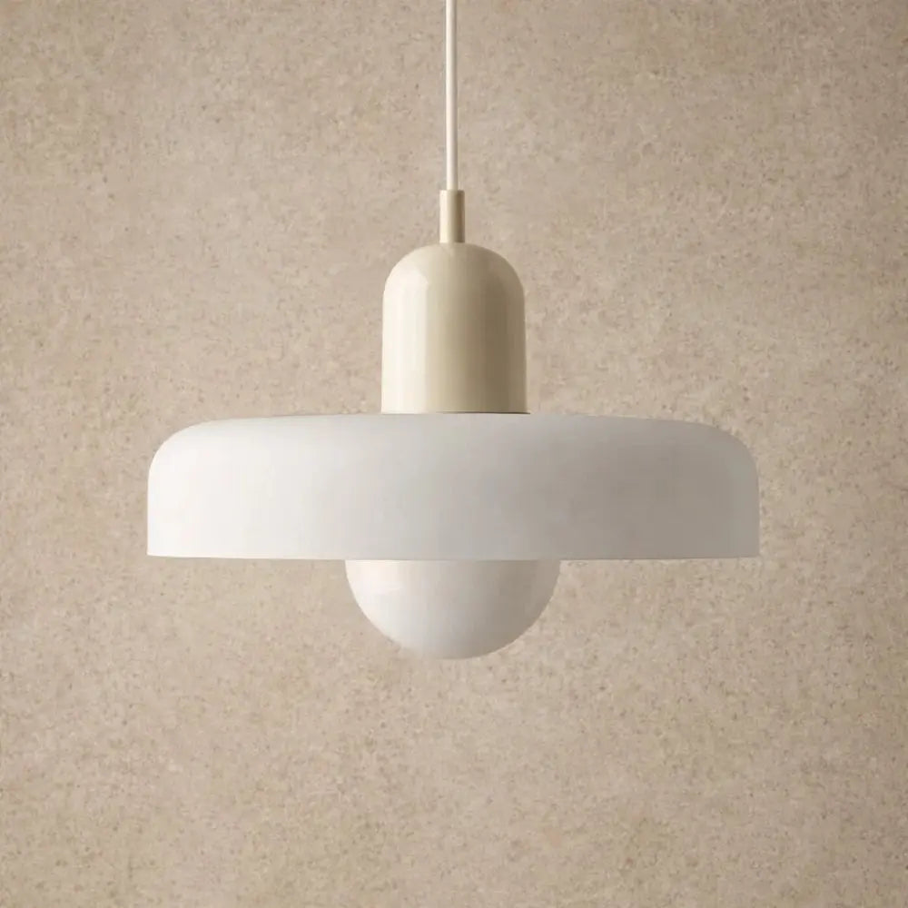 Arova pendant light, opal glass globe on fluted disc | Wickleigh