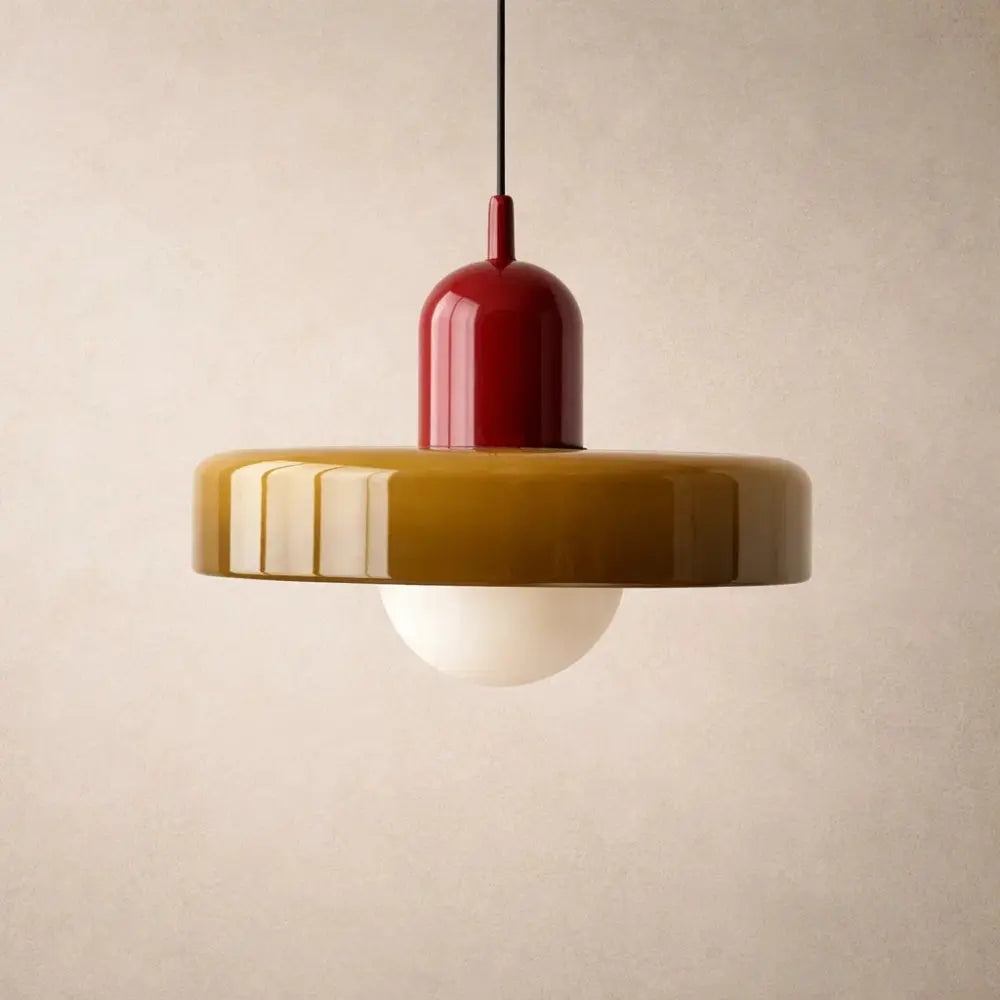 Arova pendant light, opal glass globe on fluted disc | Wickleigh