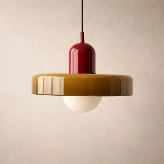 Arova pendant light, opal glass globe on fluted disc | Wickleigh