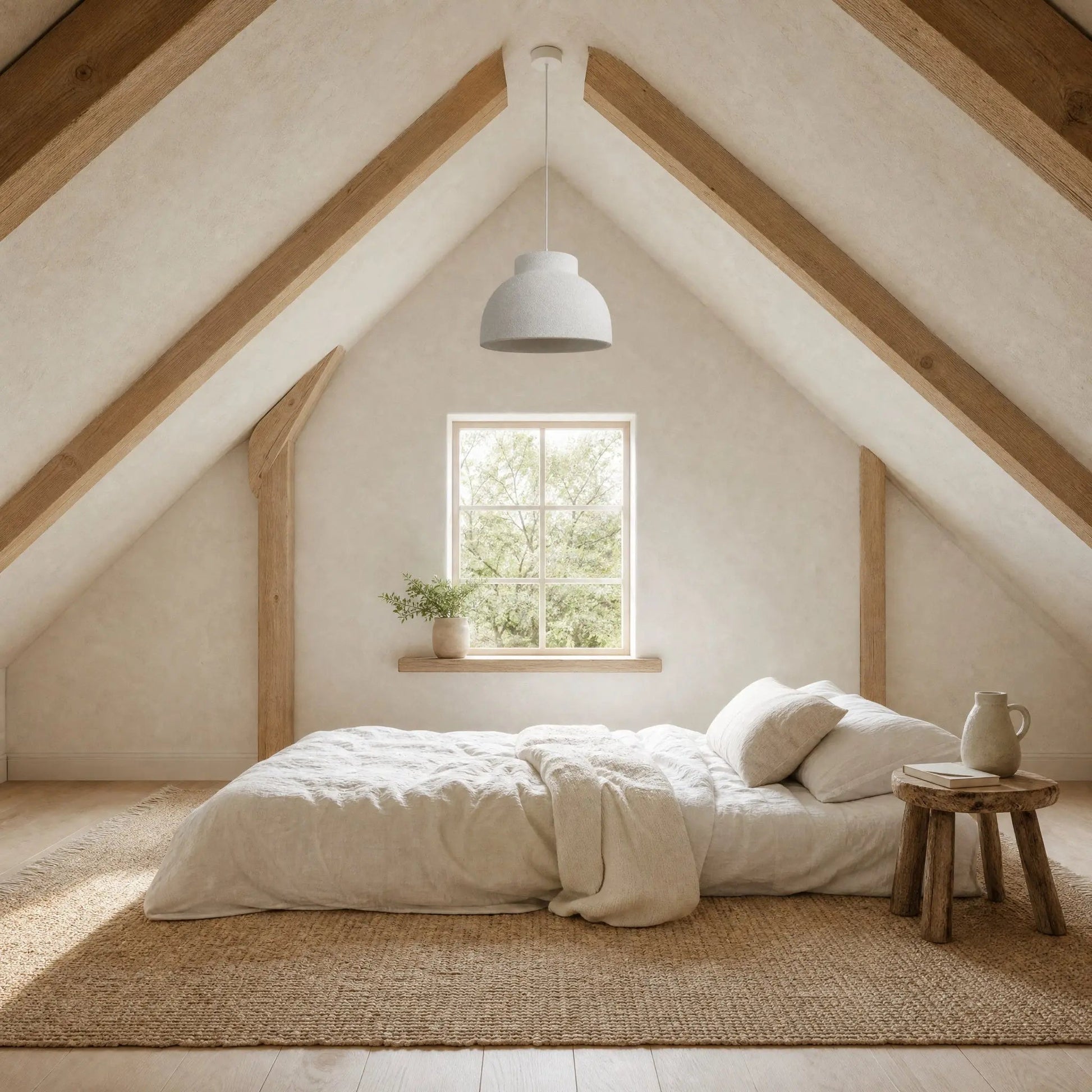 Velra chandelier, Ø 39 cm, in an attic guest room | Wickleigh