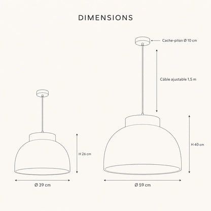 Dimension diagram of the Velra chandelier, Ø 39 x H 26 cm and Ø 59 x H 40 cm | Wickleigh