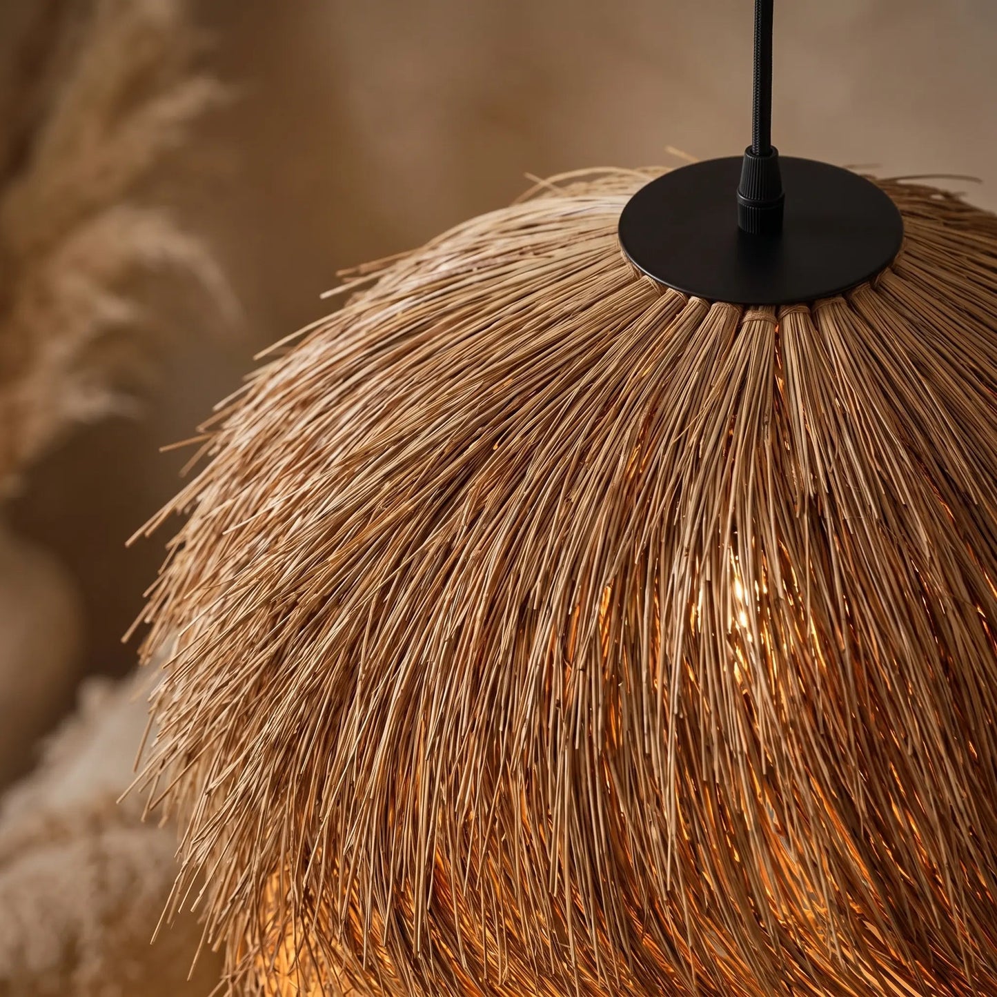 Vadra rattan pendant light, weave detail | Wickleigh