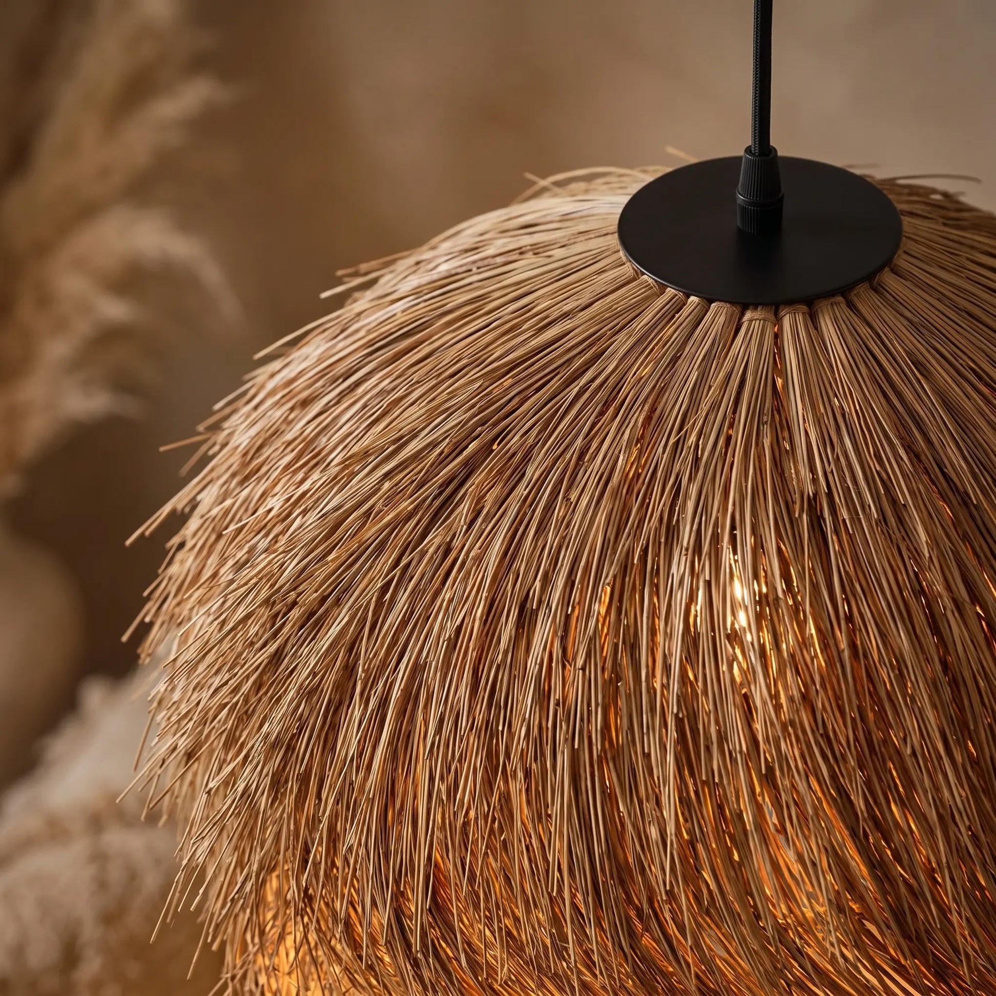 Vadra rattan pendant light, weave detail | Wickleigh