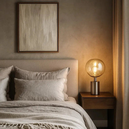 Svain table lamp, glowing globe design, packshot | Wickleigh