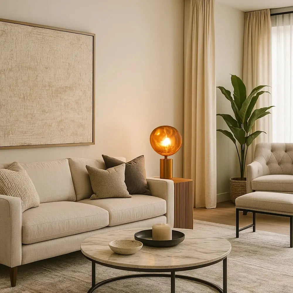 Svain table lamp, glowing globe design, packshot | Wickleigh