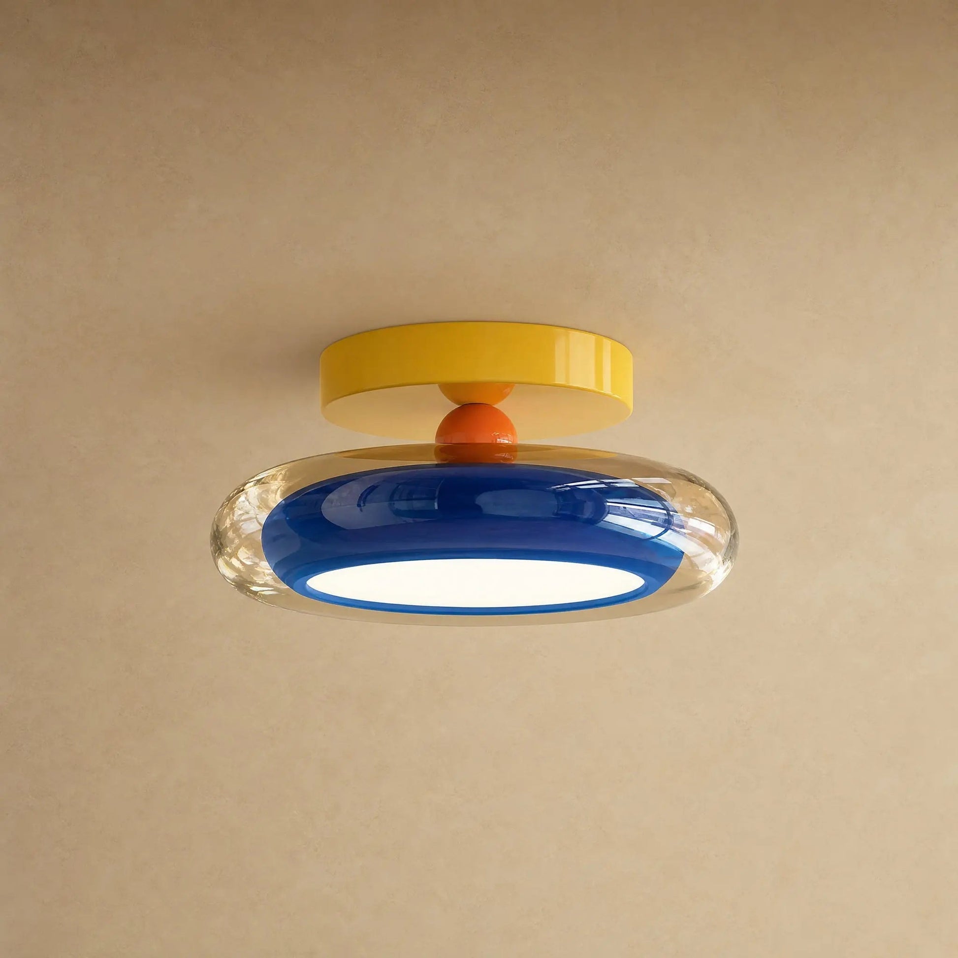 Aswyn hallway ceiling light in cobalt blue glass, glowing pebble | Wickleigh