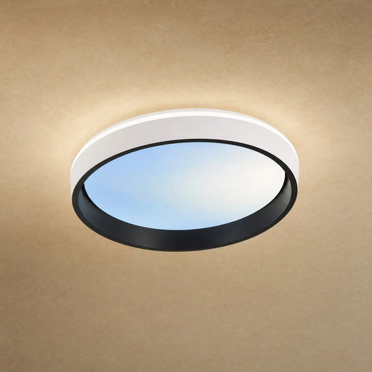 Kyrra design ceiling light, two-tone ring and dome in blue sky mode | Wickleigh