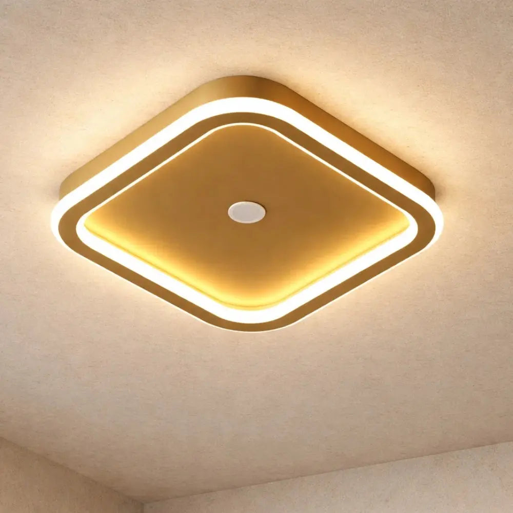 Toren motion sensor LED flush ceiling light, geometric silhouette, packshot | Wickleigh