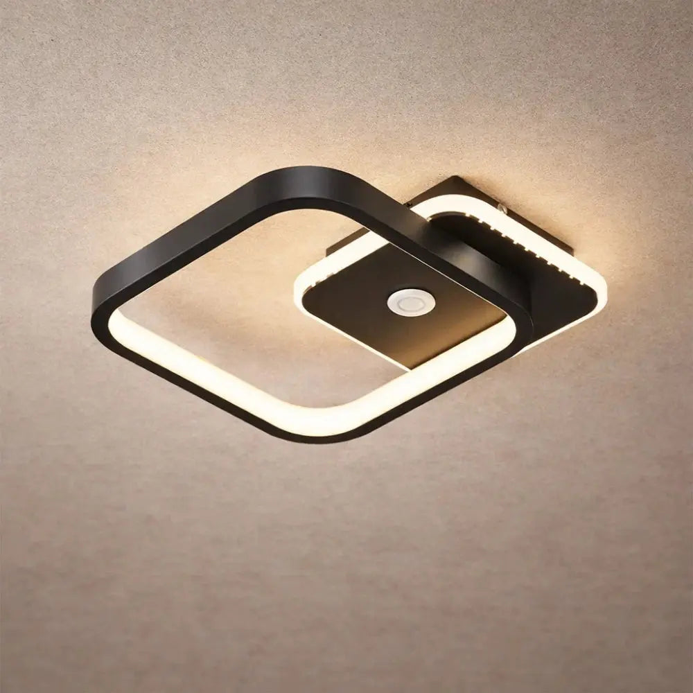 Toren motion sensor LED flush ceiling light, geometric silhouette, packshot | Wickleigh