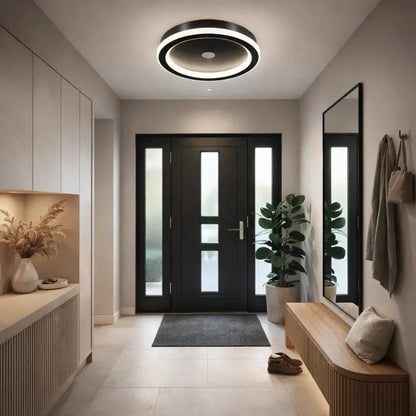 Toren motion sensor LED flush ceiling light, geometric silhouette, packshot | Wickleigh