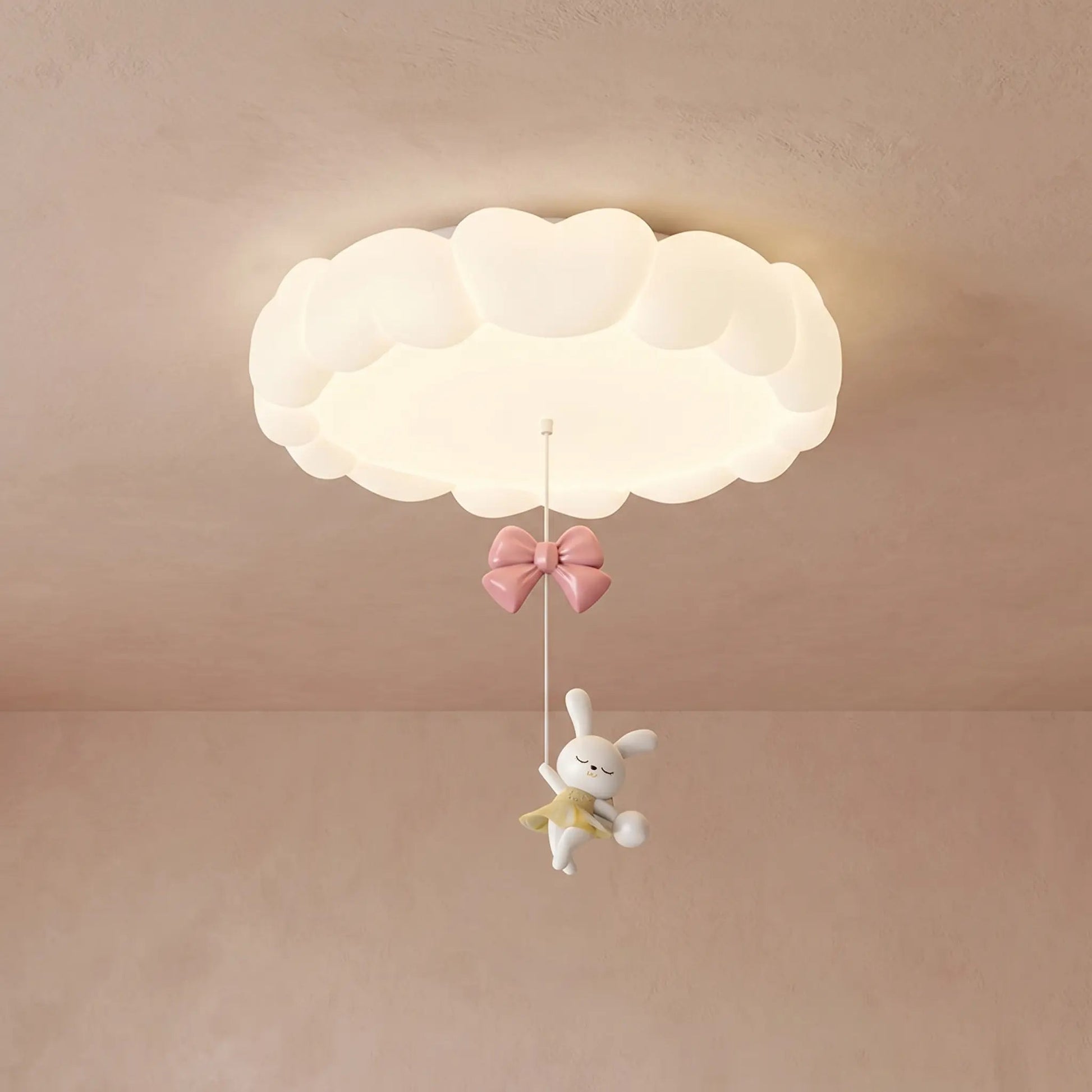 Sennra clouds with rabbit A ceiling light, installed and lit | Wickleigh