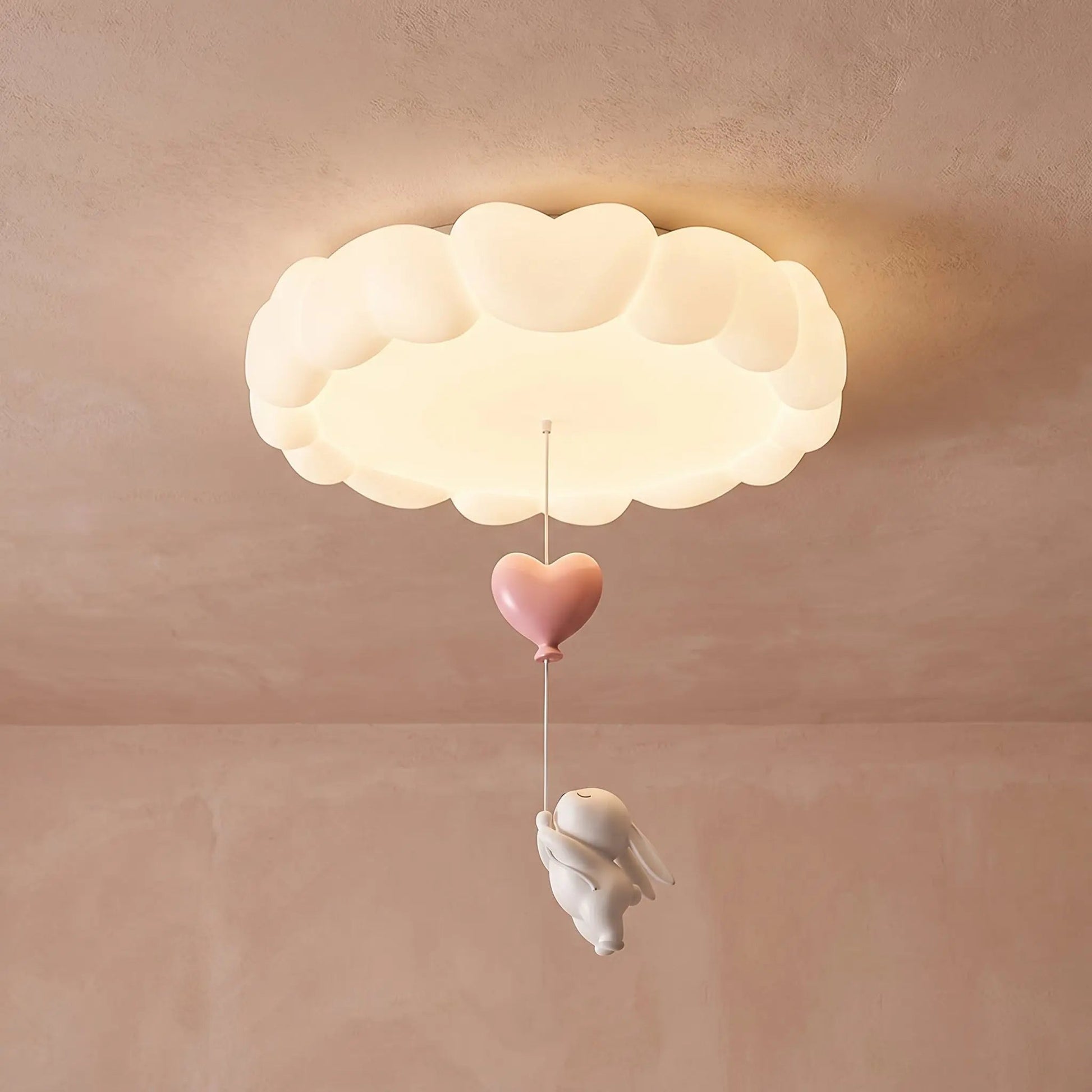 Sennra clouds with rabbit B ceiling light, installed and lit | Wickleigh