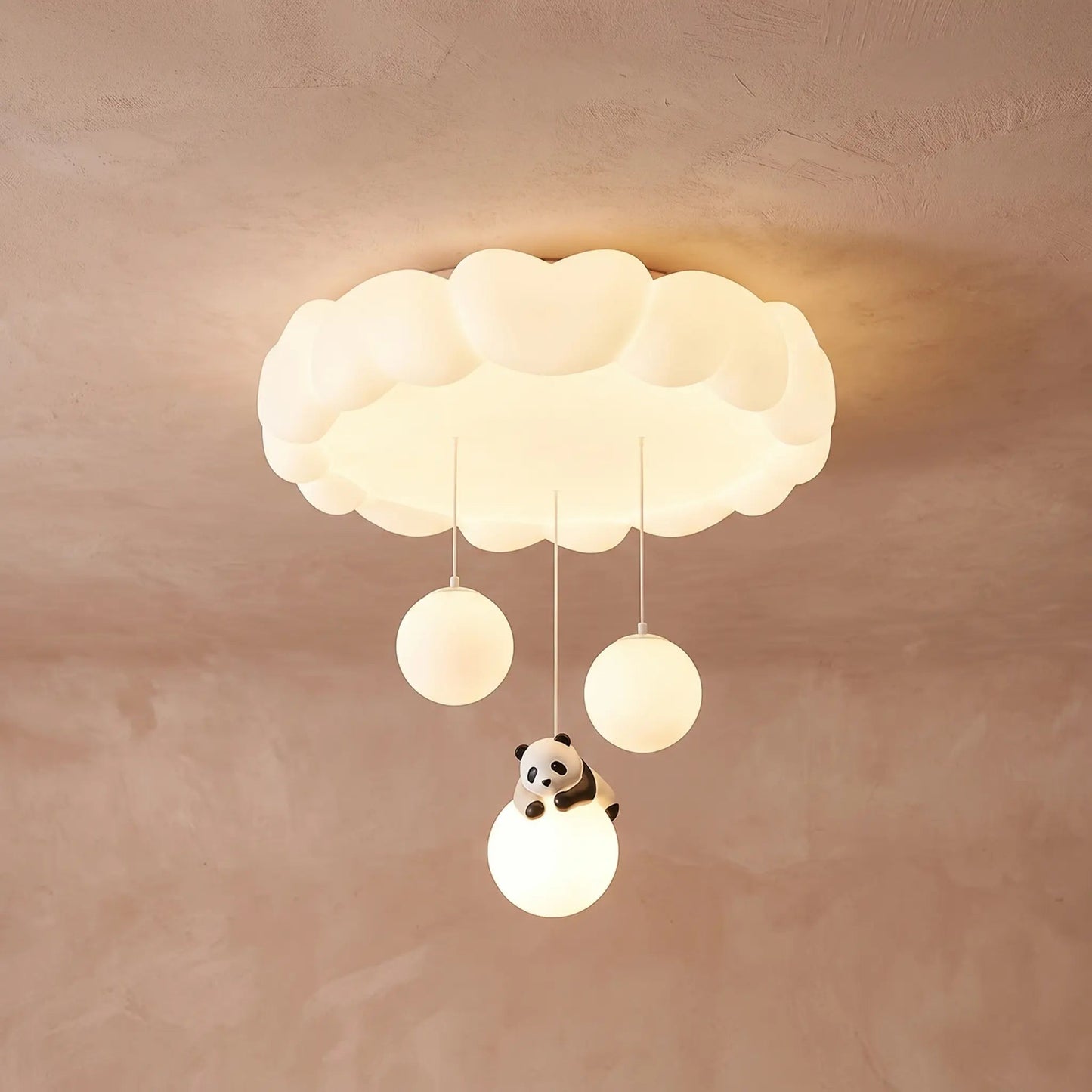Sennra clouds with panda A ceiling light, installed and lit | Wickleigh