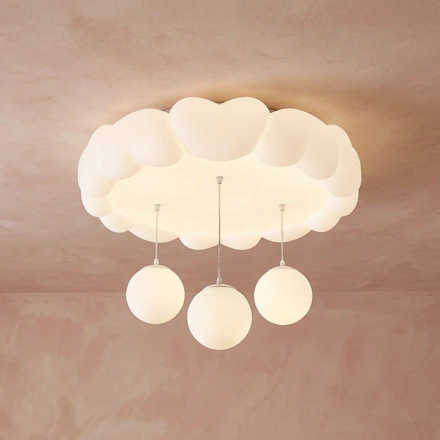 Sennra clouds with panda B ceiling light, installed and lit | Wickleigh