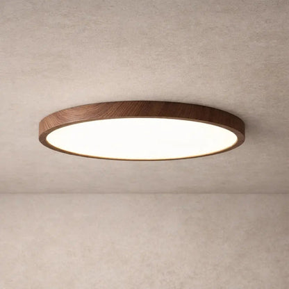 Ulsen round ceiling light, slim wood-effect ring, packshot | Wickleigh