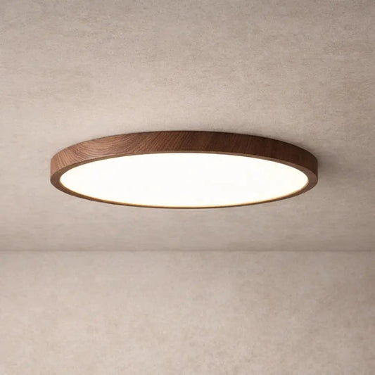 Ulsen round ceiling light, slim wood-effect ring, packshot | Wickleigh